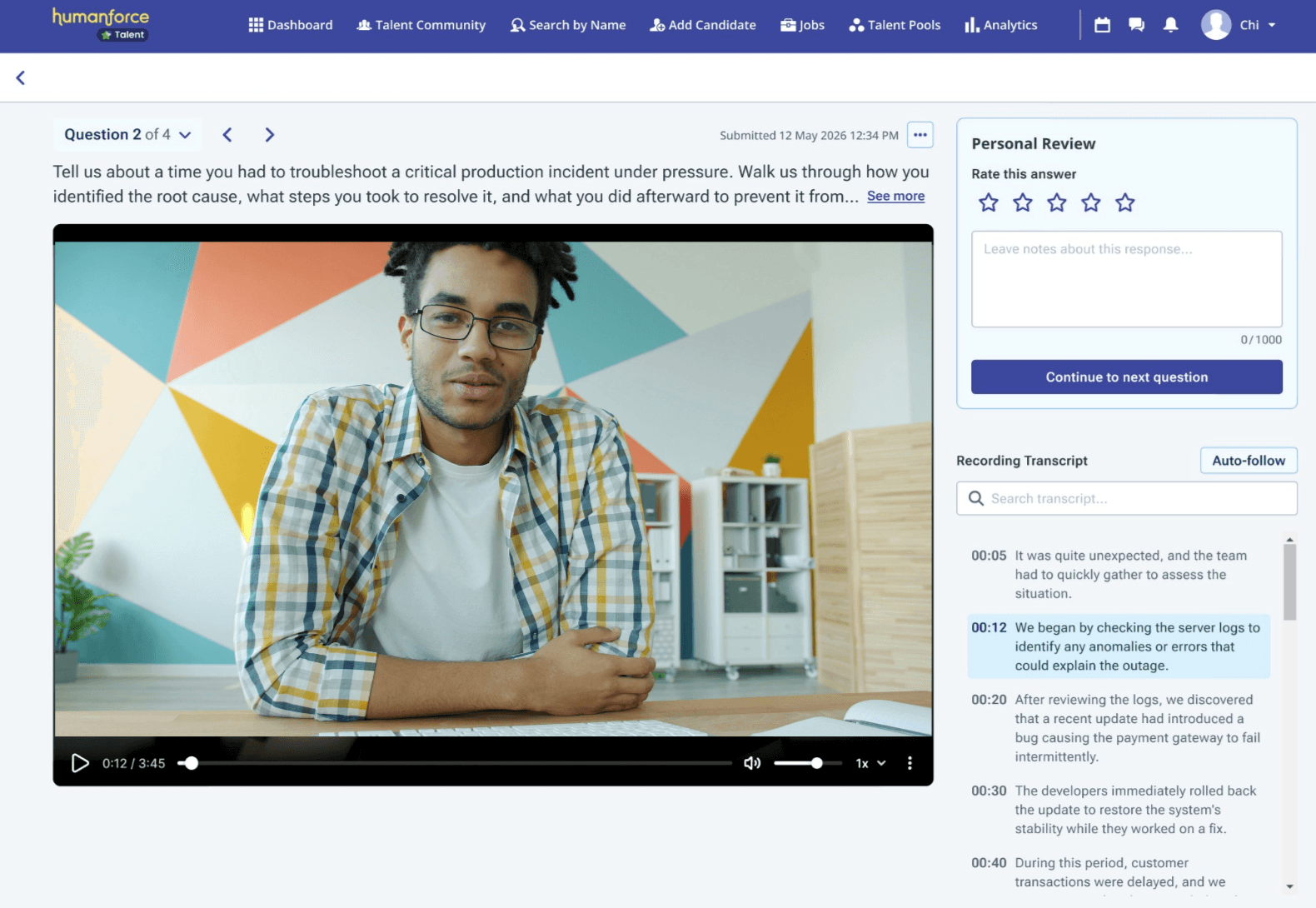 Humanforce Talent - Native Video Interviewing
